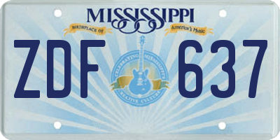 MS license plate ZDF637