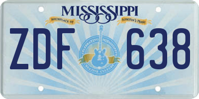 MS license plate ZDF638