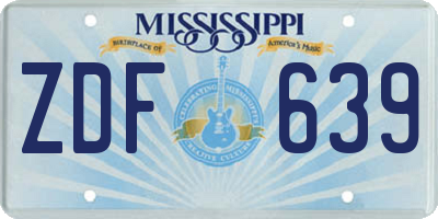 MS license plate ZDF639