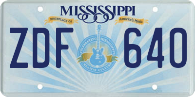 MS license plate ZDF640