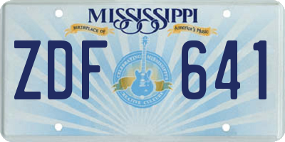 MS license plate ZDF641