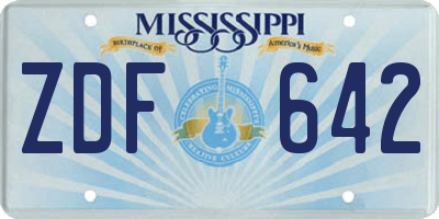 MS license plate ZDF642