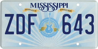 MS license plate ZDF643