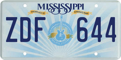 MS license plate ZDF644