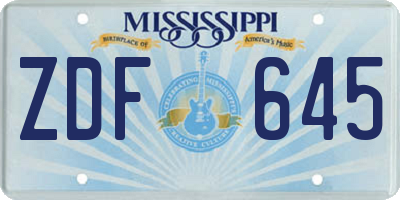 MS license plate ZDF645