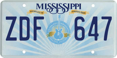 MS license plate ZDF647