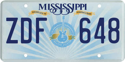 MS license plate ZDF648
