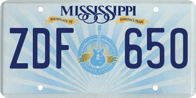 MS license plate ZDF650