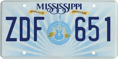 MS license plate ZDF651