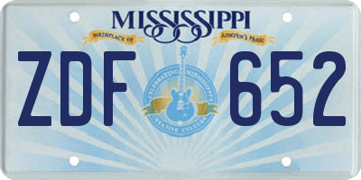 MS license plate ZDF652