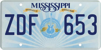 MS license plate ZDF653