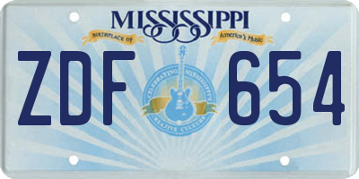 MS license plate ZDF654