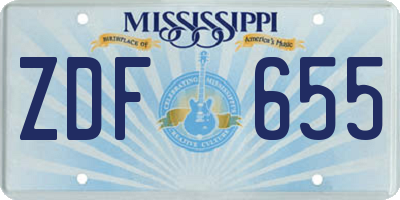 MS license plate ZDF655