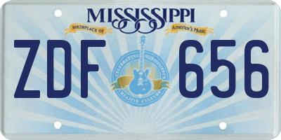 MS license plate ZDF656