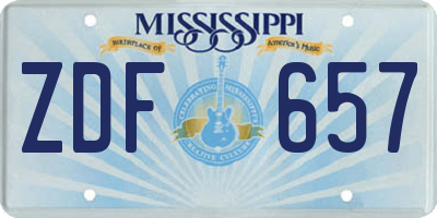 MS license plate ZDF657