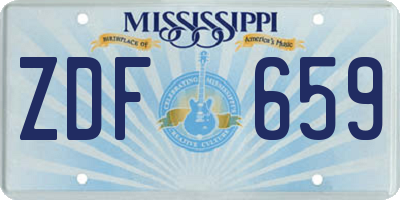 MS license plate ZDF659