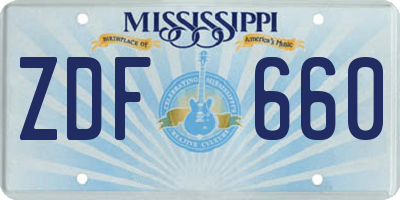 MS license plate ZDF660