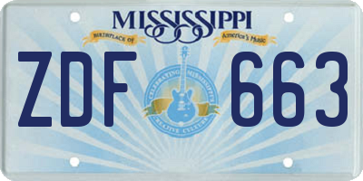 MS license plate ZDF663