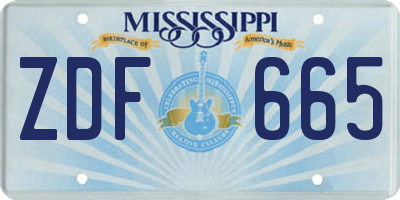 MS license plate ZDF665
