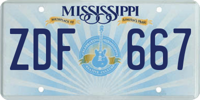 MS license plate ZDF667