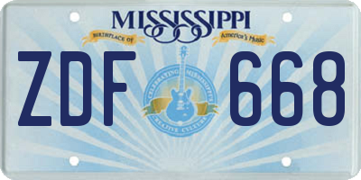 MS license plate ZDF668
