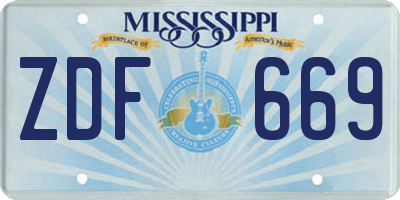 MS license plate ZDF669