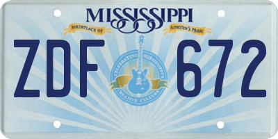 MS license plate ZDF672