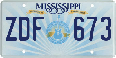 MS license plate ZDF673