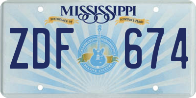 MS license plate ZDF674