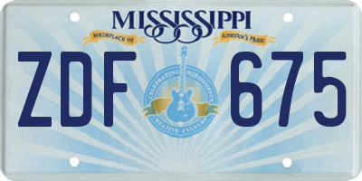MS license plate ZDF675