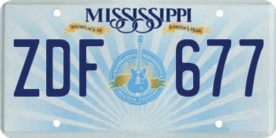 MS license plate ZDF677
