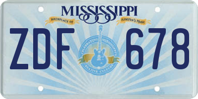 MS license plate ZDF678