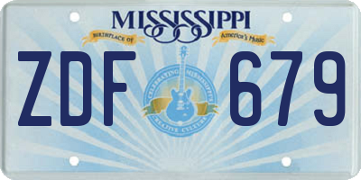 MS license plate ZDF679