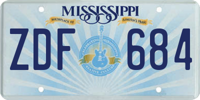 MS license plate ZDF684