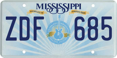 MS license plate ZDF685