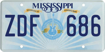MS license plate ZDF686
