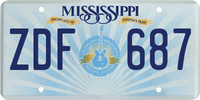 MS license plate ZDF687