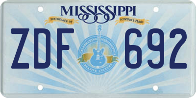 MS license plate ZDF692