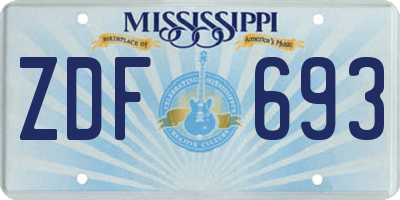 MS license plate ZDF693