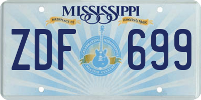 MS license plate ZDF699