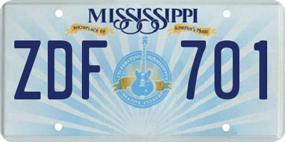 MS license plate ZDF701