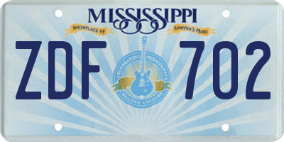 MS license plate ZDF702