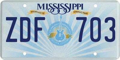 MS license plate ZDF703