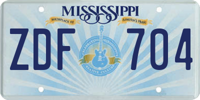 MS license plate ZDF704