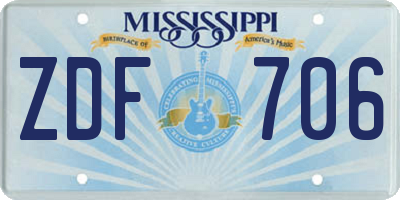 MS license plate ZDF706