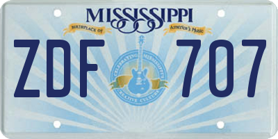 MS license plate ZDF707