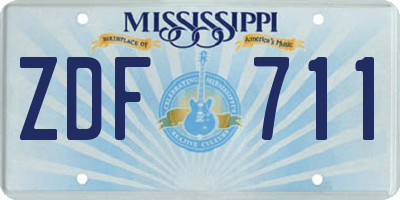 MS license plate ZDF711