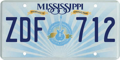 MS license plate ZDF712