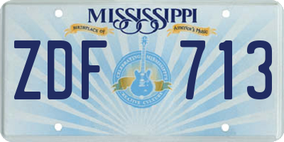 MS license plate ZDF713