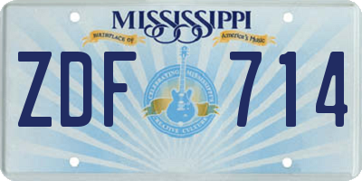 MS license plate ZDF714